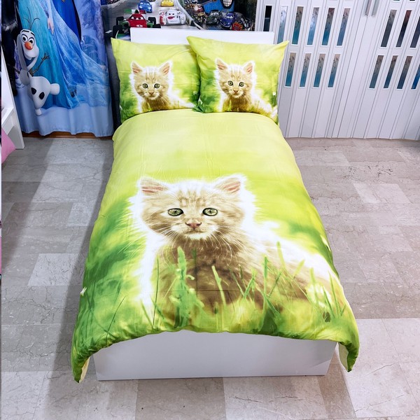 Katze Set 2Pezzi Einzelbett Bettbezug 160X200Cm Zwei KissenbezüGe Umkehrbar M.7-image