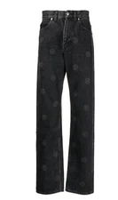 $440 Martine Rose “R” All Over Print Italy Black Relaxed Straight Denim Jeans XL