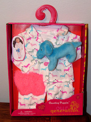 American Our Generation LOVE PINK Counting Puppies Holiday Pajamas 18'' Doll Girl