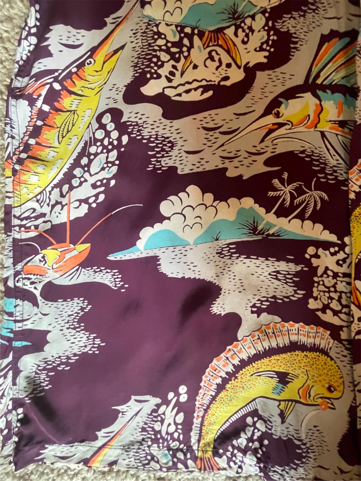 VTG 40S 50S MENS M SILK HAWAIIAN MARLIN SWORDFISH… - image 8