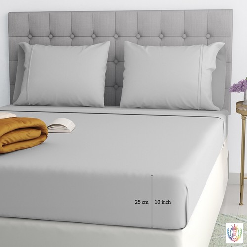 Sábanas ajustadas extra profundas de 25 cm 100 % polietileno algodón individuales doble tamaño King - Imagen 2 de 19