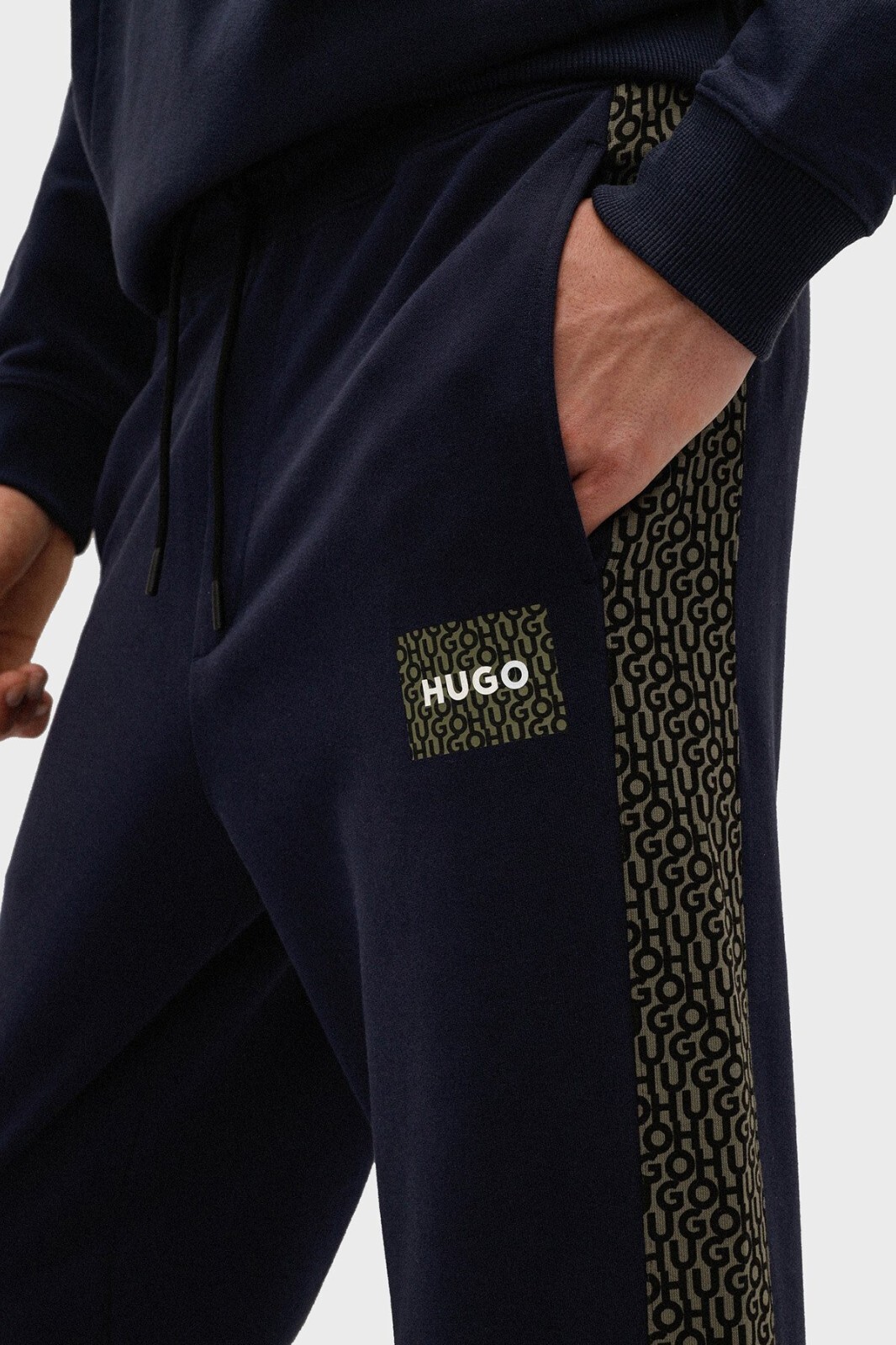 HUGO Mens Joggers Dark Blue Tracksuit Bottoms With Logo - Dacino Size L thumbnail 5