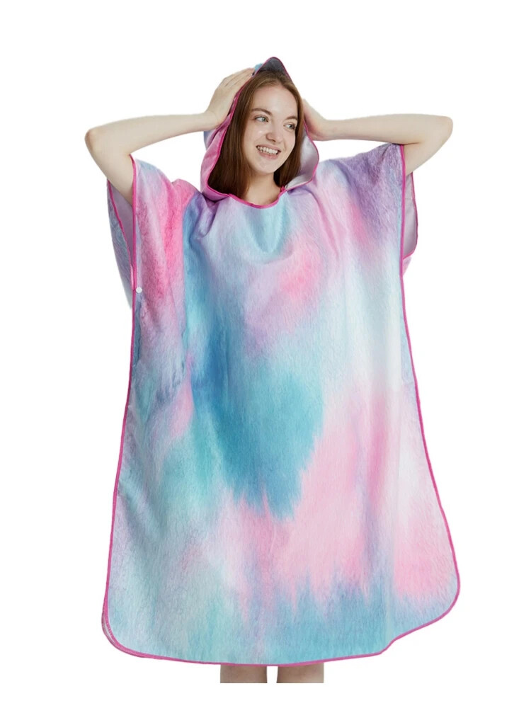 Quick-Dry Microfiber Hooded Beach Towel Poncho Robe