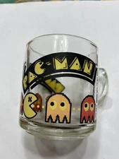 1980 Vintage Pacman Glass Mug Bally Midway MFG Co. Heavy Glass Tea/Coffee Cup 
