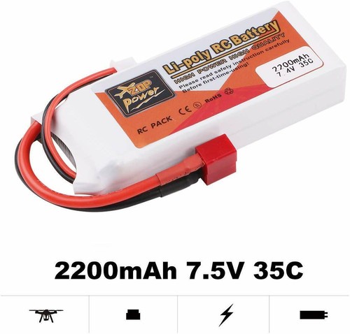 2200mAh 7.4V 35C 2S LiPo Battery T Plug for RC Car Airplane Helicopter DIY Parts - Picture 5 of 33