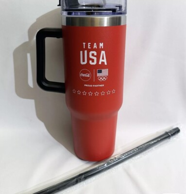 Coca-Cola Olympics TEAM USA Stainless Steel Tumbler w Straw Limited Edition 2024