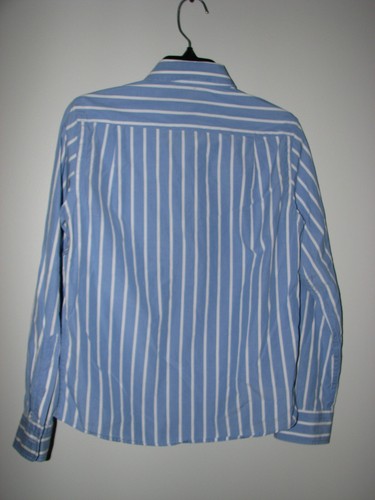 Abercrombie Kids Boy's Button Down Long Sleeve Shirt Blue white Striped Sz M EUC - Picture 3 of 3