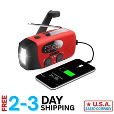 Compact Emergency Hand Crank Radio with 2000mAh Power Bank & Built-in Flashlight