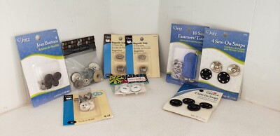 Lot of 9 Sewing Fasteners Jean Buttons Magnetic Snaps Sew On Accessories New