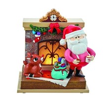 Kurt S. Adler Battery-Operated Rudolph and Santa Fireplace Table Piece, 7-Inc...