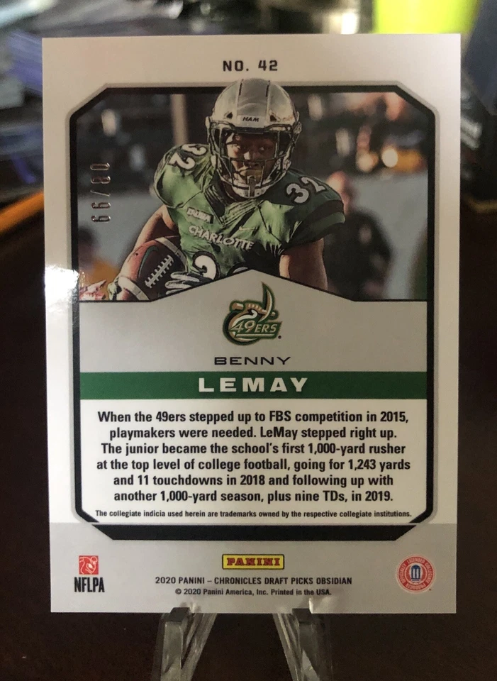BENNY LEMAY 2020 PANINI OBSIDIAN FOOTBALL ROOKIE CARD /99 - Image 2 of 2