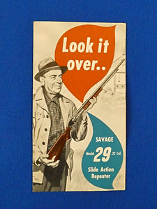 Vintage SAVAGE MODEL 29 Rifle Fold Out Advertising Brochure