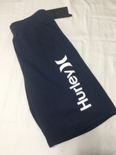New Hurley Boy's Medium 6 Fleece Shorts Logo blue Elastic waist
