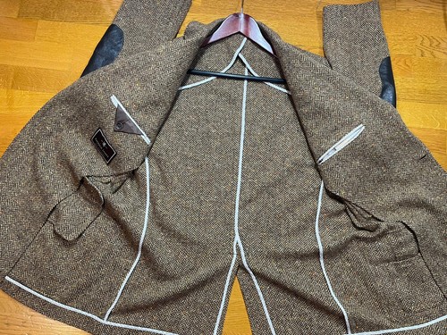Patrick James Men’s Sports Blazer Jacket 100% Wool Elbows Patches Size 46L Brown - Picture 10 of 12
