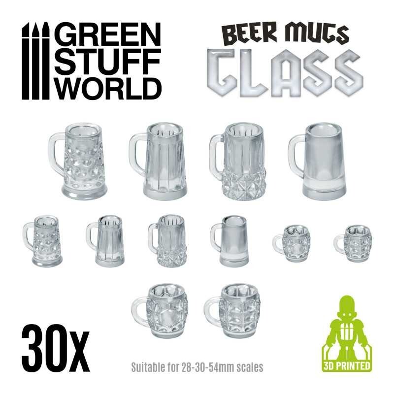 Jarras de Cerveza - Cristal Wargames Decoración Maqueta glass copa