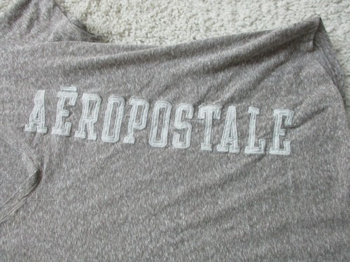 Aeropostale Shirt Extra Large Youth Gray V Neck Spell Out Logo Stretch Girls YXL - Picture 4 of 10