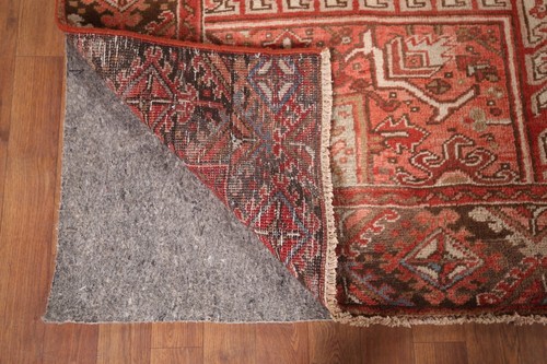 Vintage Geometric Red Wool Heriz Dining Room Rug 10x13 Hand-knotted Carpet - 第 8/19 張圖片