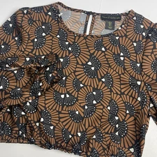 House of Harlow 1960 Women’s Small Brown Black White Crop Long Sleeve Blouse