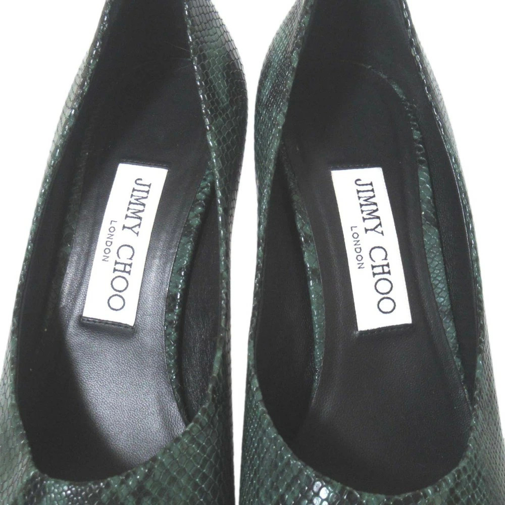 Jimmy Choo Python Embossed Square Toe Pumps Green… - image 5