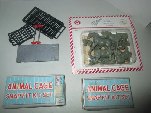 Vintage O scale Circus Draft Horses Train Layout 2 Marx Animal Cage Fit Kit Set