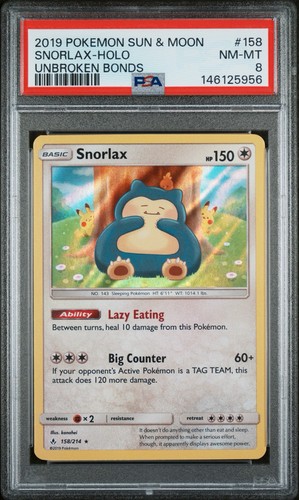 Snorlax graded PSA 8 for sale on eBay