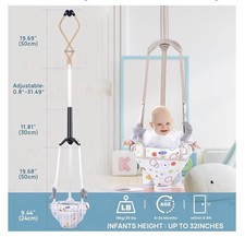 AiBeeYou Doorway Baby Jumper Adjustable Strap, Light Grey, 6-24 Months