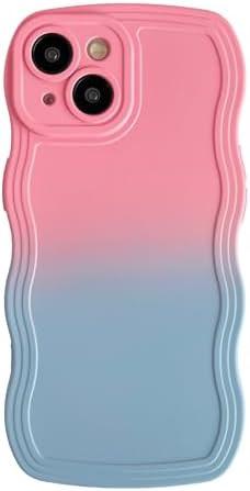 for iPhone 15 Case, Solid Color Curly Wave Frame Soft Compatible with iPhone Cas-image