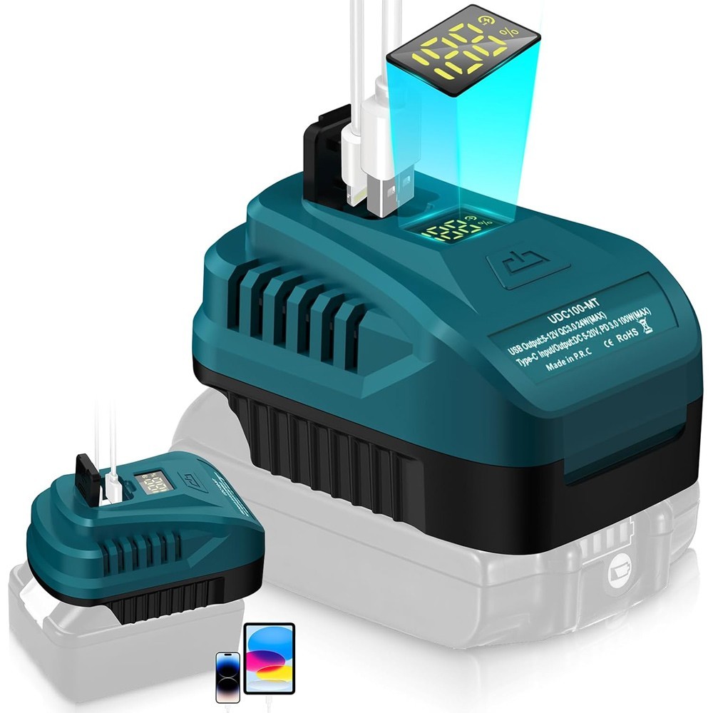 For Makita 18V LXT Battery 100W TypeC Power Bank Adapter USB QC3.0 Fast Charger