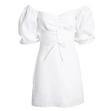 Reformation Kathryn white linen minidress size2