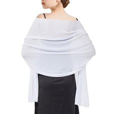Chiffon Shawls and Wraps - Lightweight Scarve for Women Evening Dresses C-white