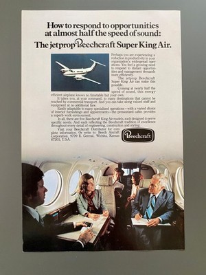 Jetprop Beechcraft Super King Air Flugzeug 1979 Vintage Ad Werbung Reklame