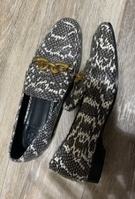 Tory Burch Jessa Land Snake Loafer Gold Horse Hardware Women's Size 8 Shoes TB
