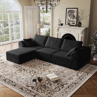 Combination Sofa Divan Bed 106.3'' L-shaped Sectional Couch Modular Sofa Boneless