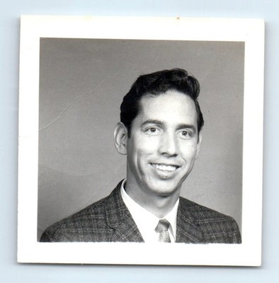 Old Vintage Square Photo CLOSE UP PORTRAIT SOLO SMILING MAN SUIT TIE PICTURE
