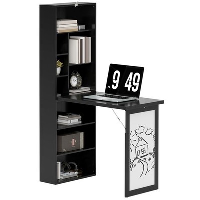 HOMCOM Cabrio Schreibtisch mit Whiteboard Multifunktionsarbeitsplatz, schwarz