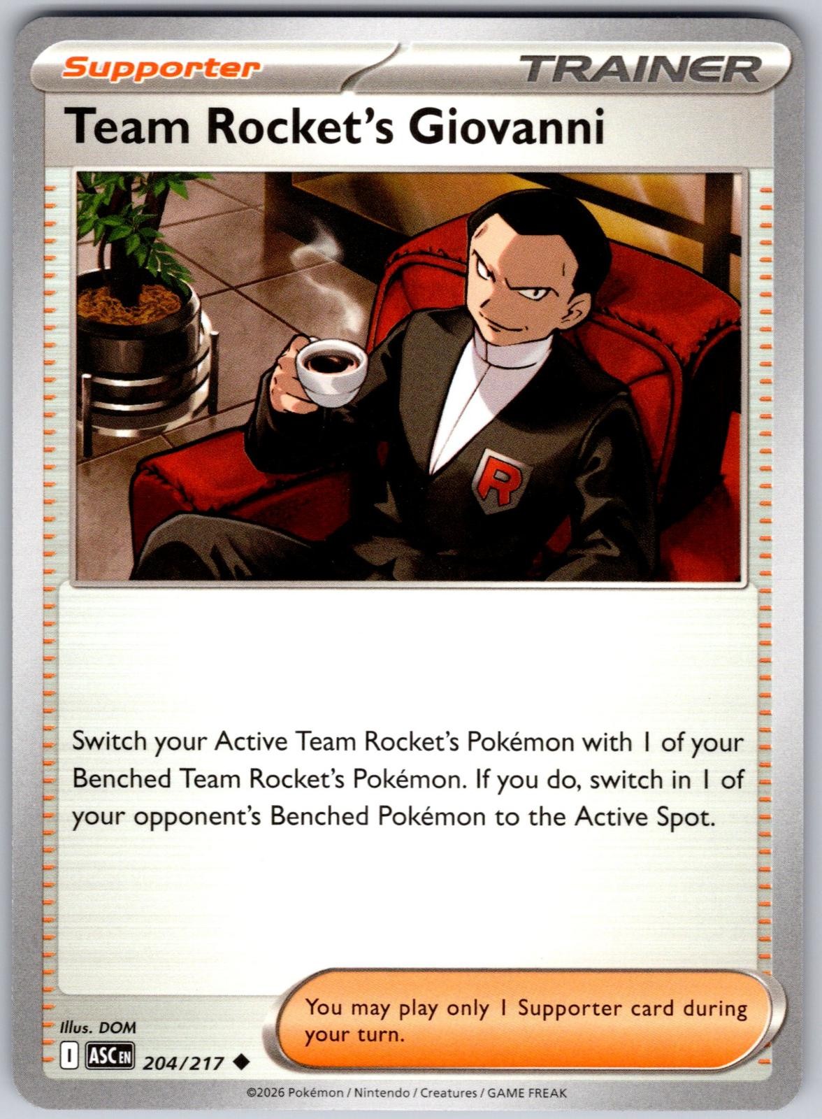 Team Rocket's Giovanni 204/217 Uncommon Ascended Heroes Pokemon Near Mint