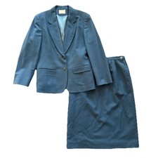 Pendleton Skirt Suit Women 12 Teal Wool Made in USA Vintage