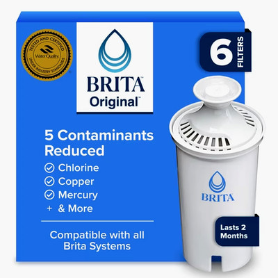 BRITA ORIGINAL VALUE PACK OF 6 PITCHER FILTERS. FREE SHIPPING IN THE USA ON SALE