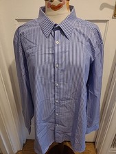 Mens Autograph Size 17.5 Collar Blue/pink Striped Pure Cotton Shirt