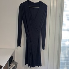 Ann Taylor Loft Women's Dark Blue Dress, Size 4, Long Sleeve, Wrap Style