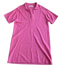 Samsoe Samsoe Women's M Short Sleeve Polo Dress Pink Preppy Oversized 100% Wool