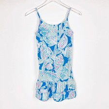 Lilly Pulitzer Girls Blue Pink White Cotton Dress Size L 8-10