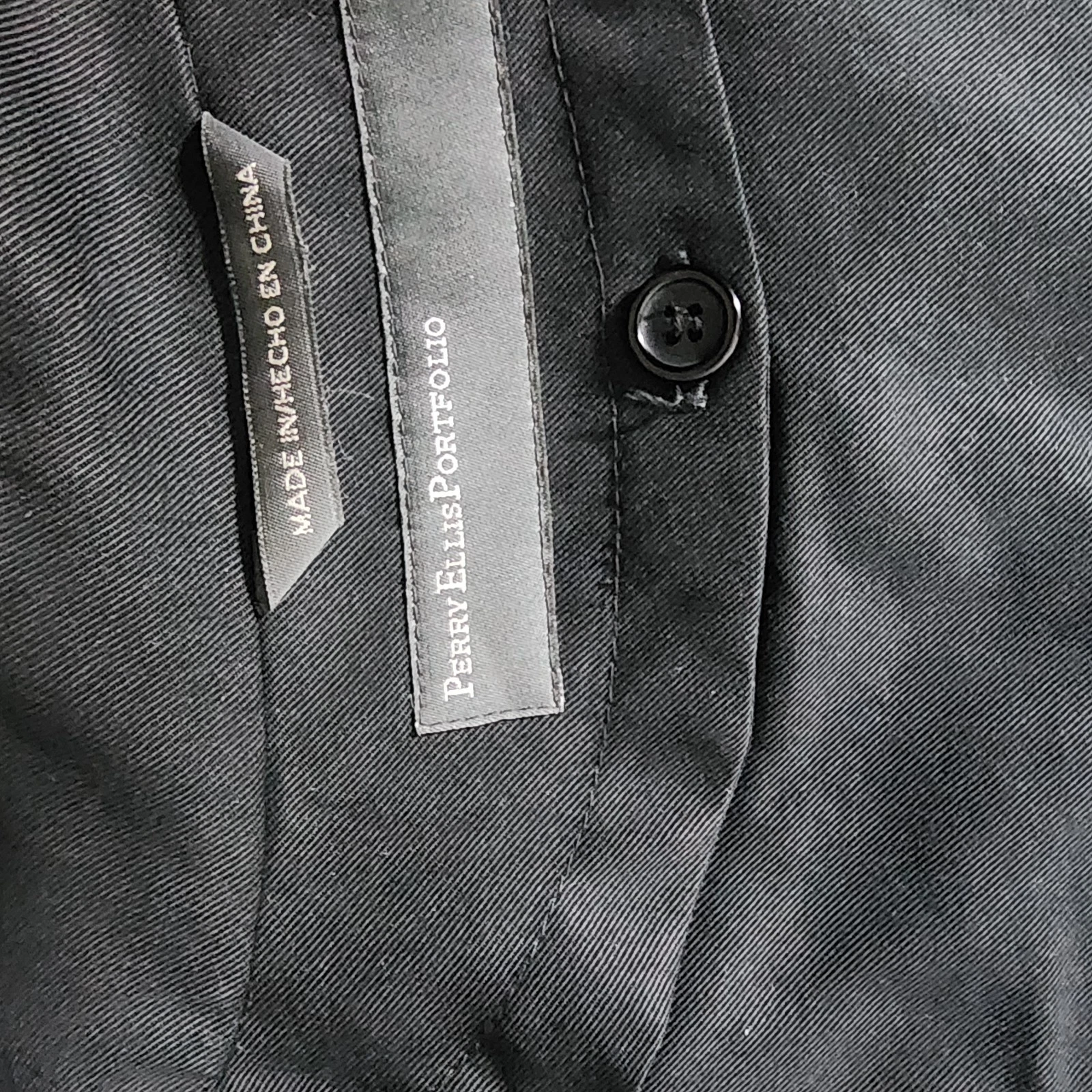 Perry Ellis Portfolio Mens Black Trench Coat 42R Long Raincoat Lined image 5