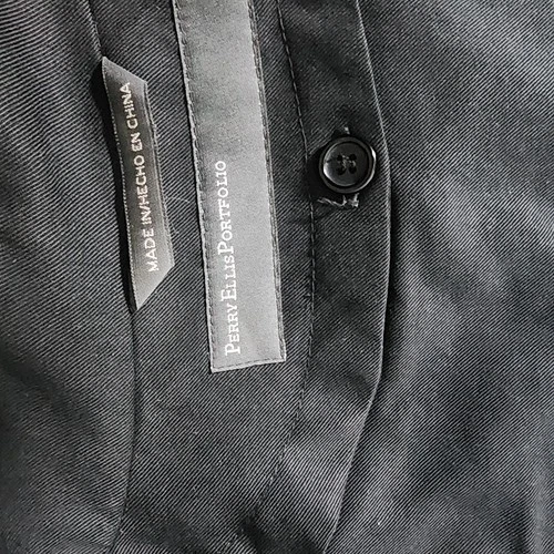 Perry Ellis Portfolio Mens Black Trench Coat 42R Long Raincoat Lined image 5