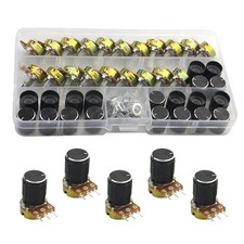 20 PCS B10K 10K Ohm Knurled Shaft Linear Rotary Taper Potentiometer with Blac...