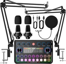 Podcast Equipment Bundle for 2,Audio Interface with Podcast Microphone for Smart