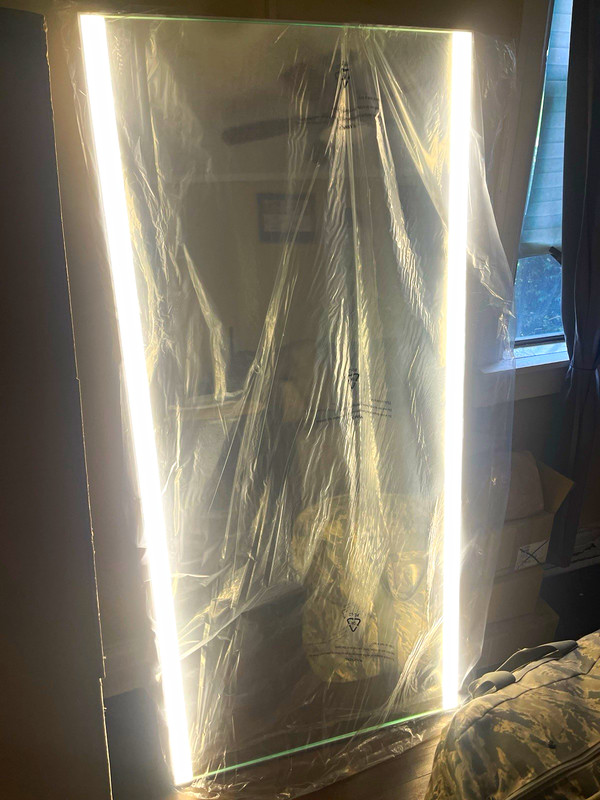 LED Illuminated Full-Length Rectangular Mirror, Vertical Silver Frame