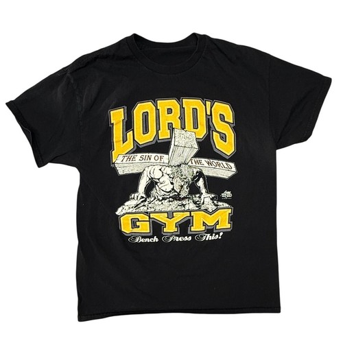 Lords Gym Bench Press This Christian T-Shirt Black Living Epistles Mens Medium