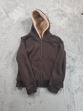 Old Navy Y2K Youth Boys Large Brown Hooded Sherpa Lined Full Zip Jacket