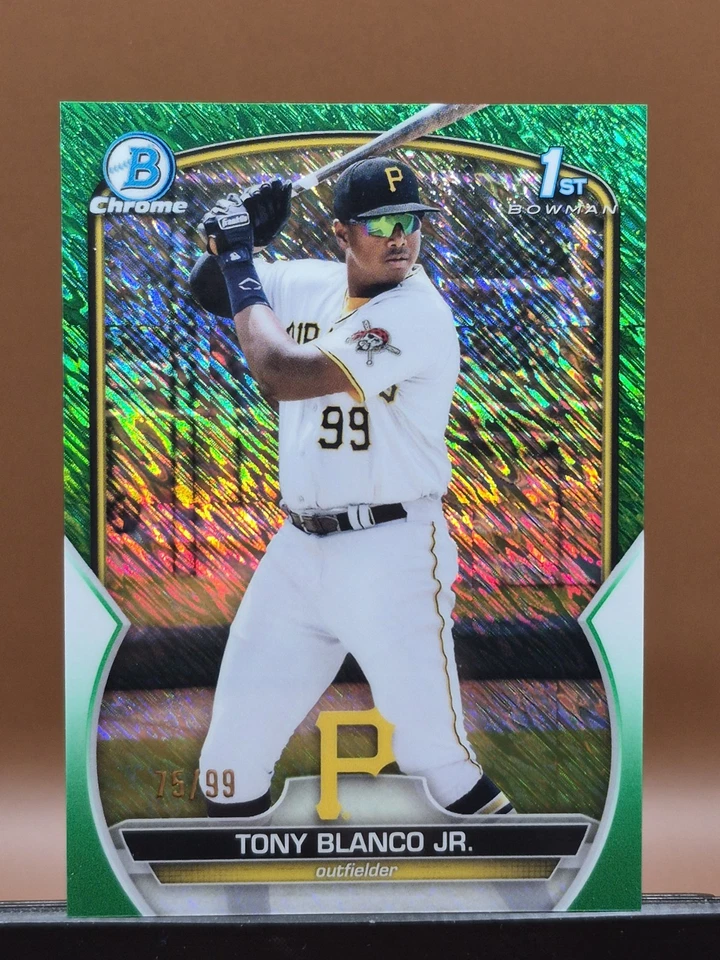2023 Bowman Chrome 1st Tony Blanco Jr #BCP-134 Green Shimmer 75/99 Pirates ☠️ ⚾️ - Image 2 of 4